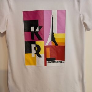 Karl Lagerfeld White Tee with Colorful Graphic
